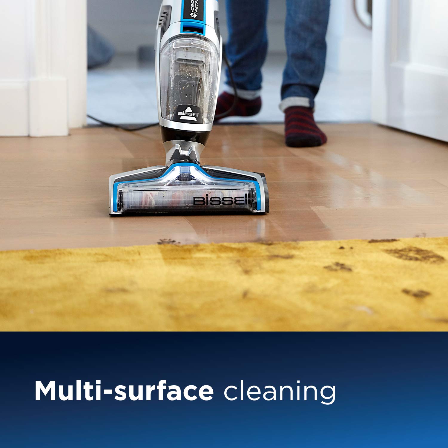 BISSELL CrossWave Pet Pro | Staubsauger/Reiniger/Trockner | 3-in-1 für Haustiere | Multi-Flächenreiniger für Teppiche, Fliesen und Holzböden | Inklusive Formel | 74dB | Schwarz/Titan/Blau | 2225N