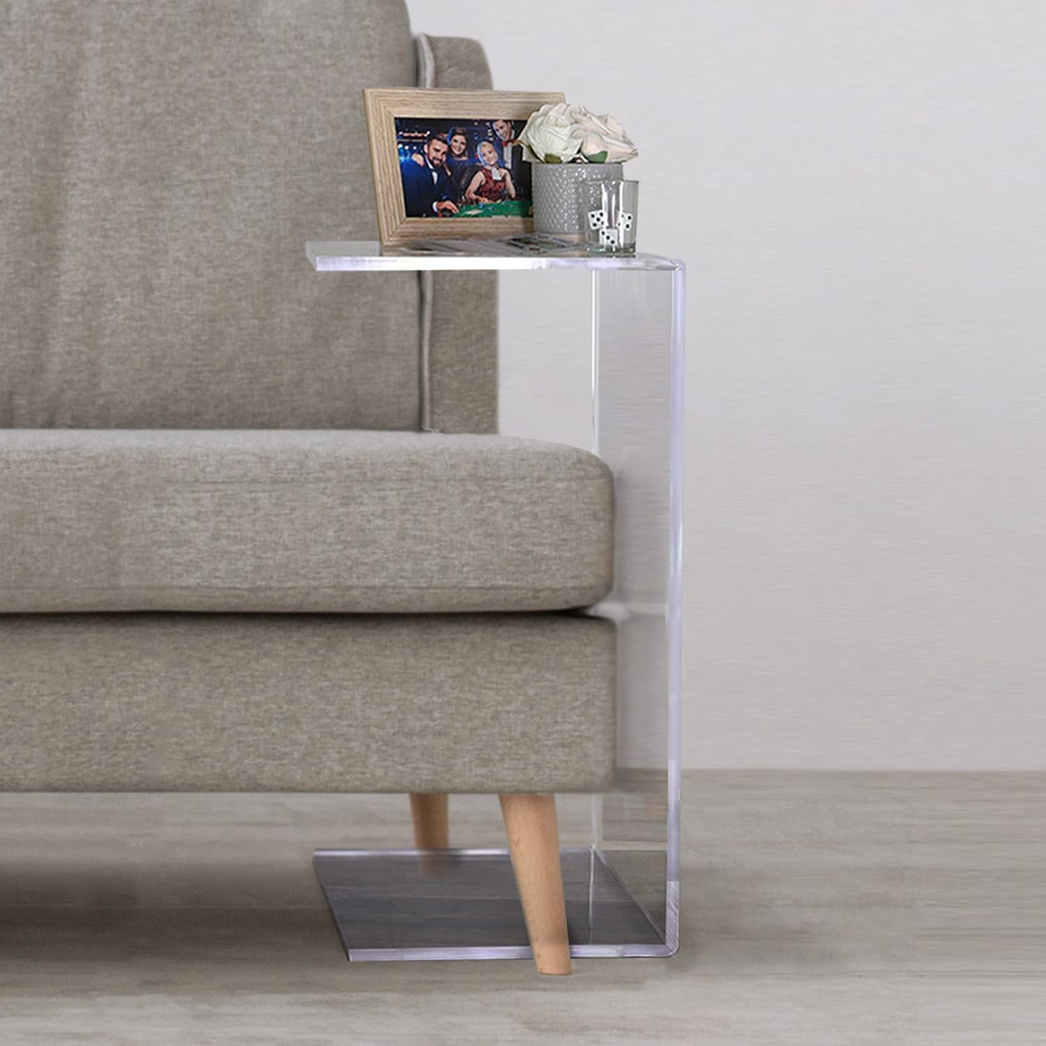 STAUBER Best Acrylic End Table and Clear C Shaped Side Table (12 H x 24 W x 14 D)