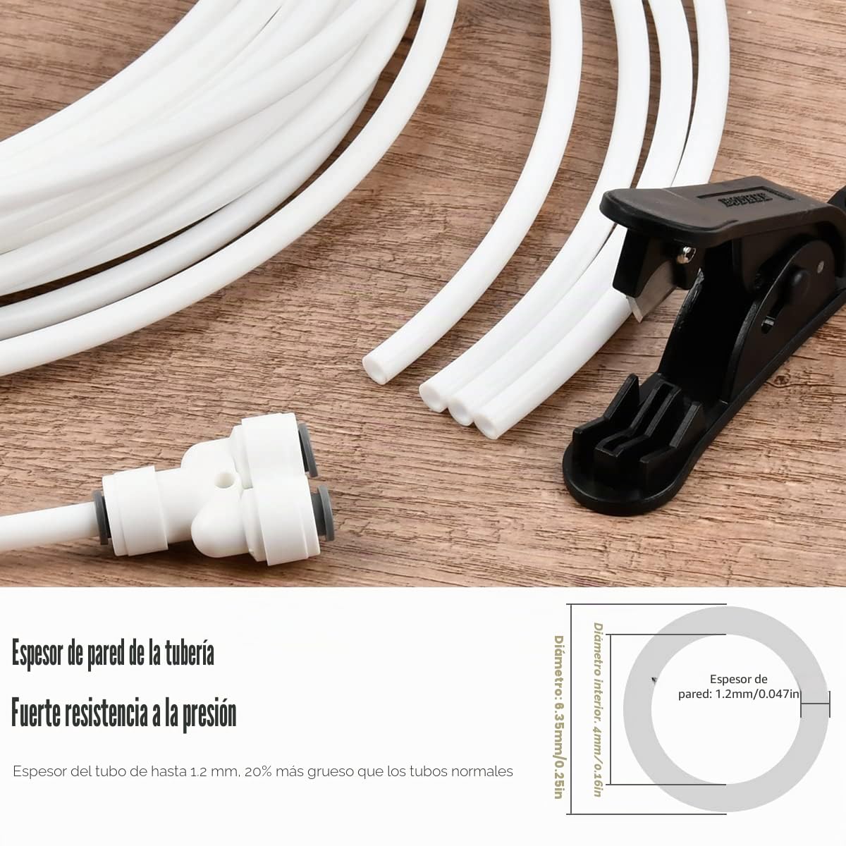 Kit de Tubos de Suministro de Agua de 10M,Tubo Osmosis 1/4" 30 Piezas Manguera de Suministro de Agua 6.35mm Conector Osmosis,Osmosis Inversa Sistema de Filtro para Refrigerador,Máquina Helado