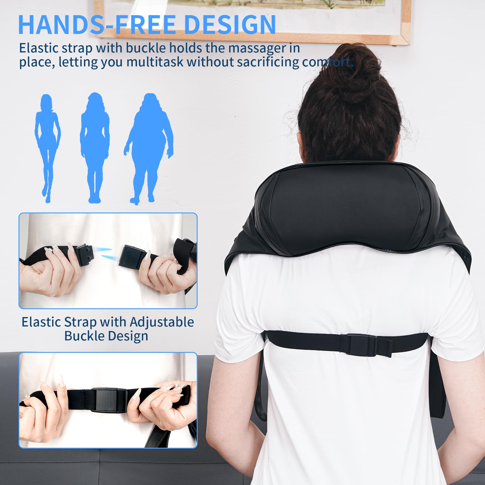 TISSCARE Massageur Shiatsu Nuque avec Chaleur pour Douleur, Massage 3D Kneading pour Dos, Épaules, Jambes, Prise pour Maison, Bureau, Voiture, Cadeau Femmes & Hommes