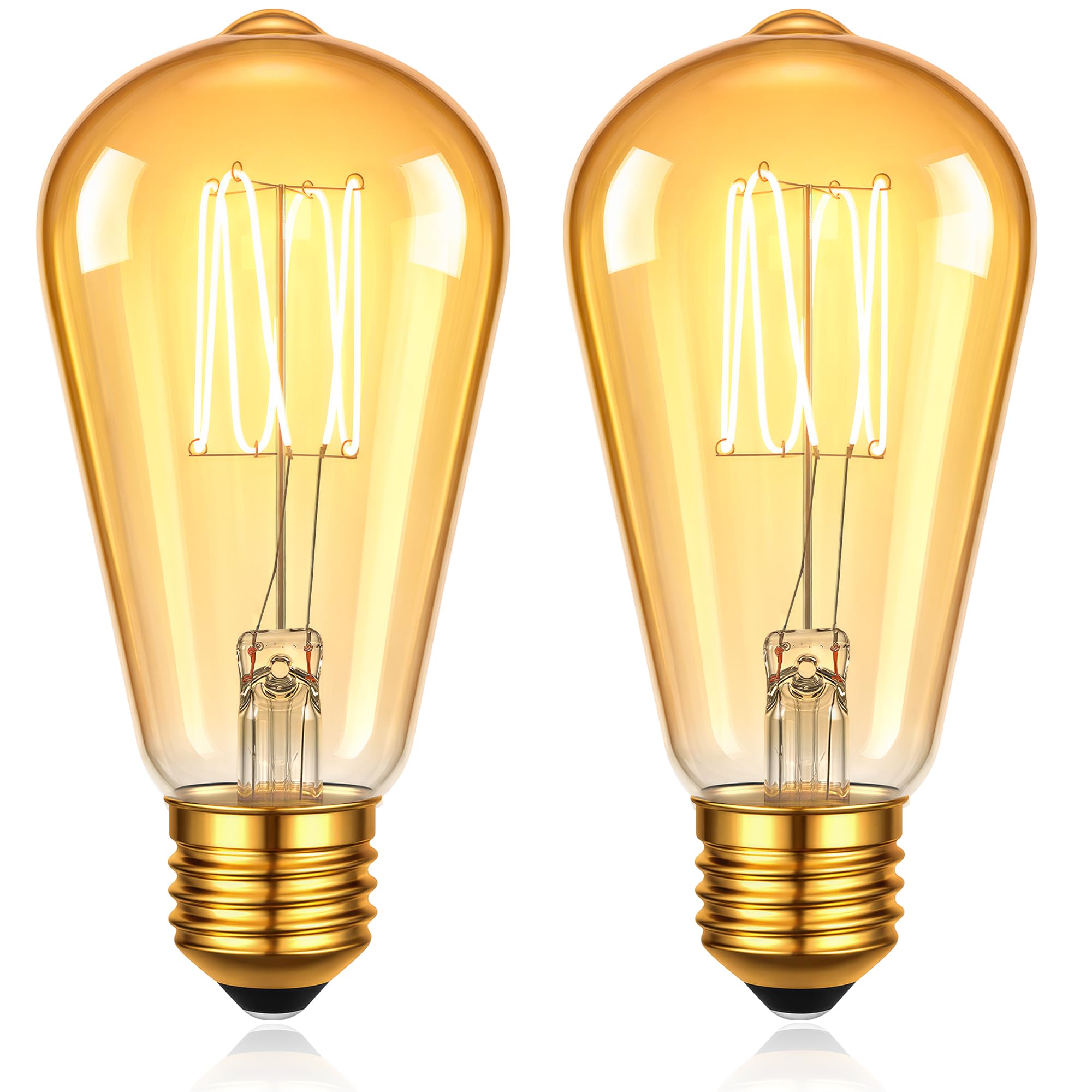 Genixgreen E27 LED Bulbs 3W Vintage Edison Screw ES Bulb Filament,2 Pack