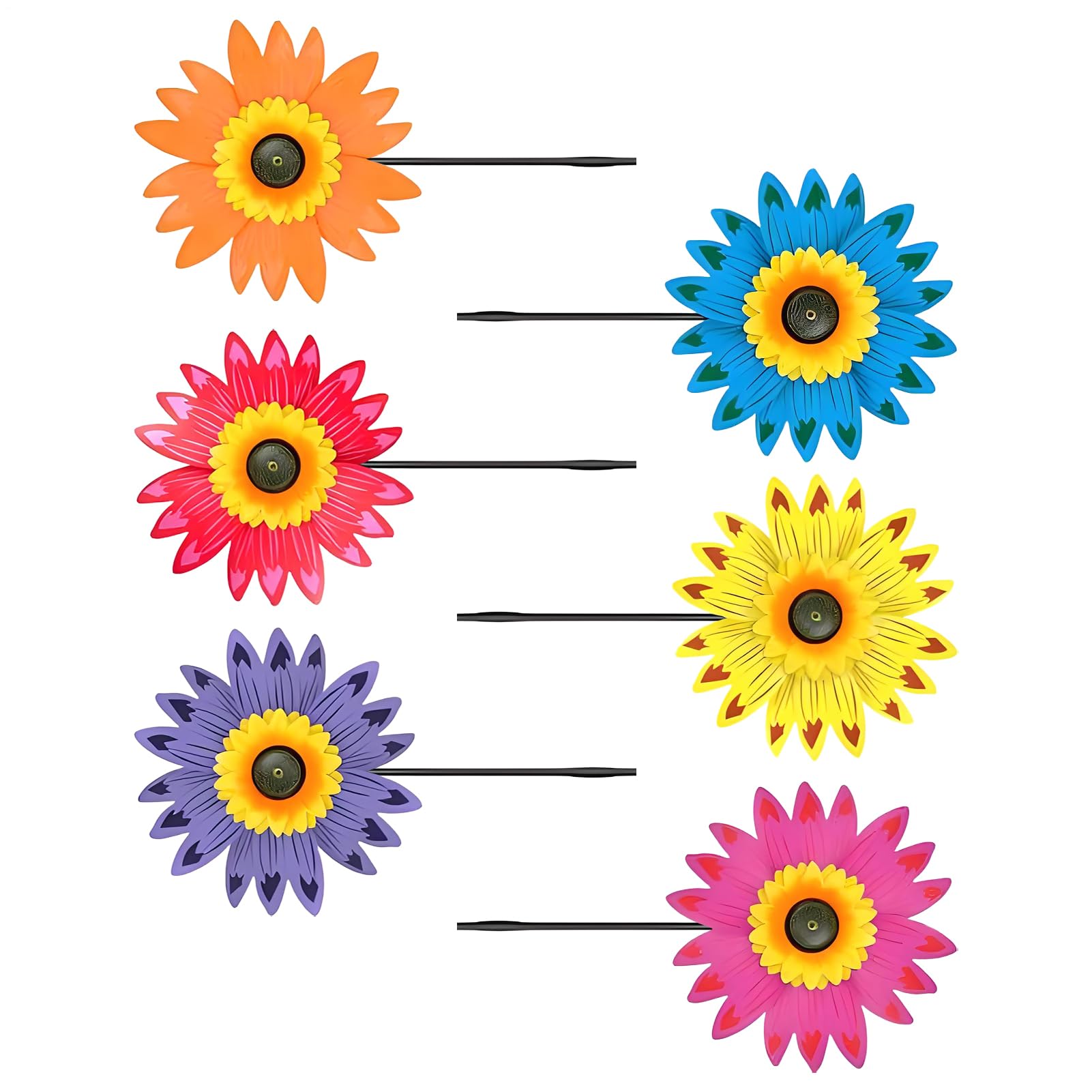 Girouettes fleurs multicolores grand format pour cour extérieure
