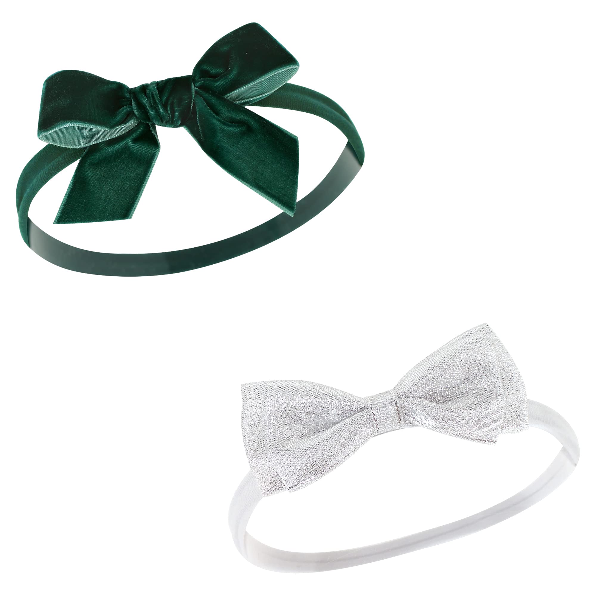 Hudson Baby Infant Girl Cotton and Synthetic Headbands, 12 Days Of Christmas Plaid, 0-24 Monate