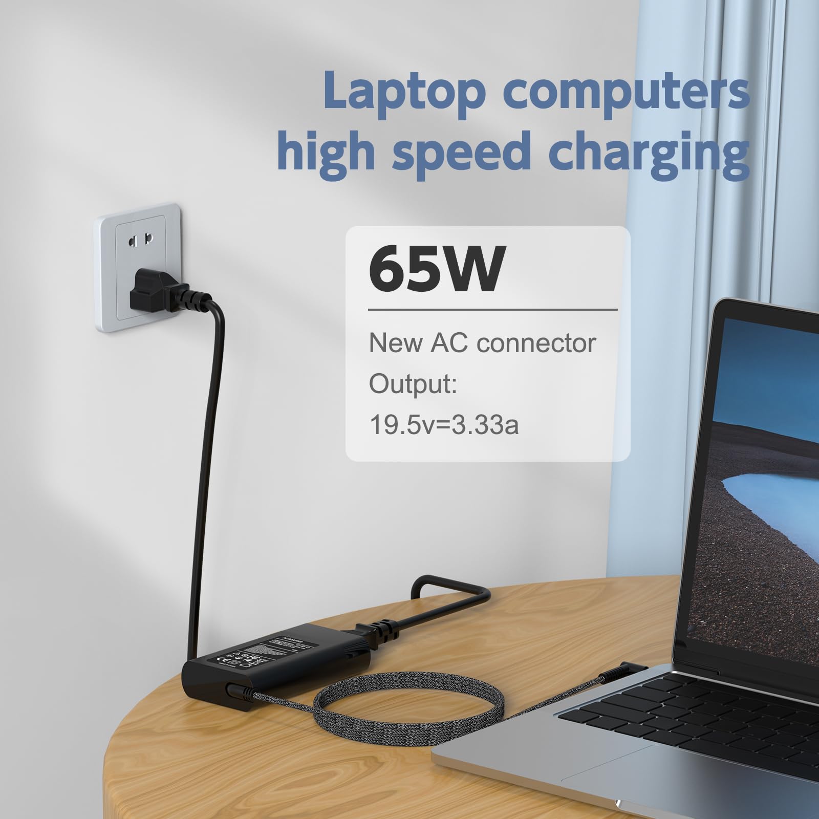 65W 45W Charger for HP 17 Laptop; 17-by, 17-bs, HP 17-ak, 17-ar, 17-ca, 17-cp, 17-cn, 17-x0, 17-x1: 17-ak013dx, 17-by1053dx, 17-by0021dx, 17-ca0020nr, 17-ar050wm Power Supply Cord (Blue Tip)