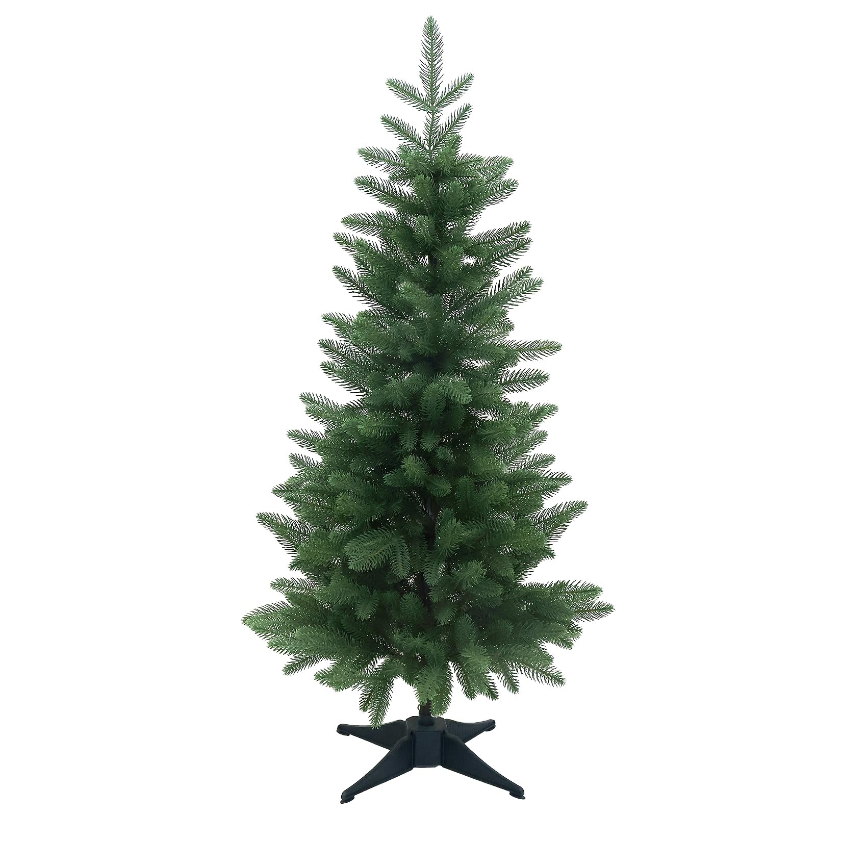 4FT Artificial Small Christmas Tree Realistic Mini PE Decor | Real Touch Faux Tabletop Tree with Stable Plastic Base for Home Front Porch Office Indoor Outdoor Decoration