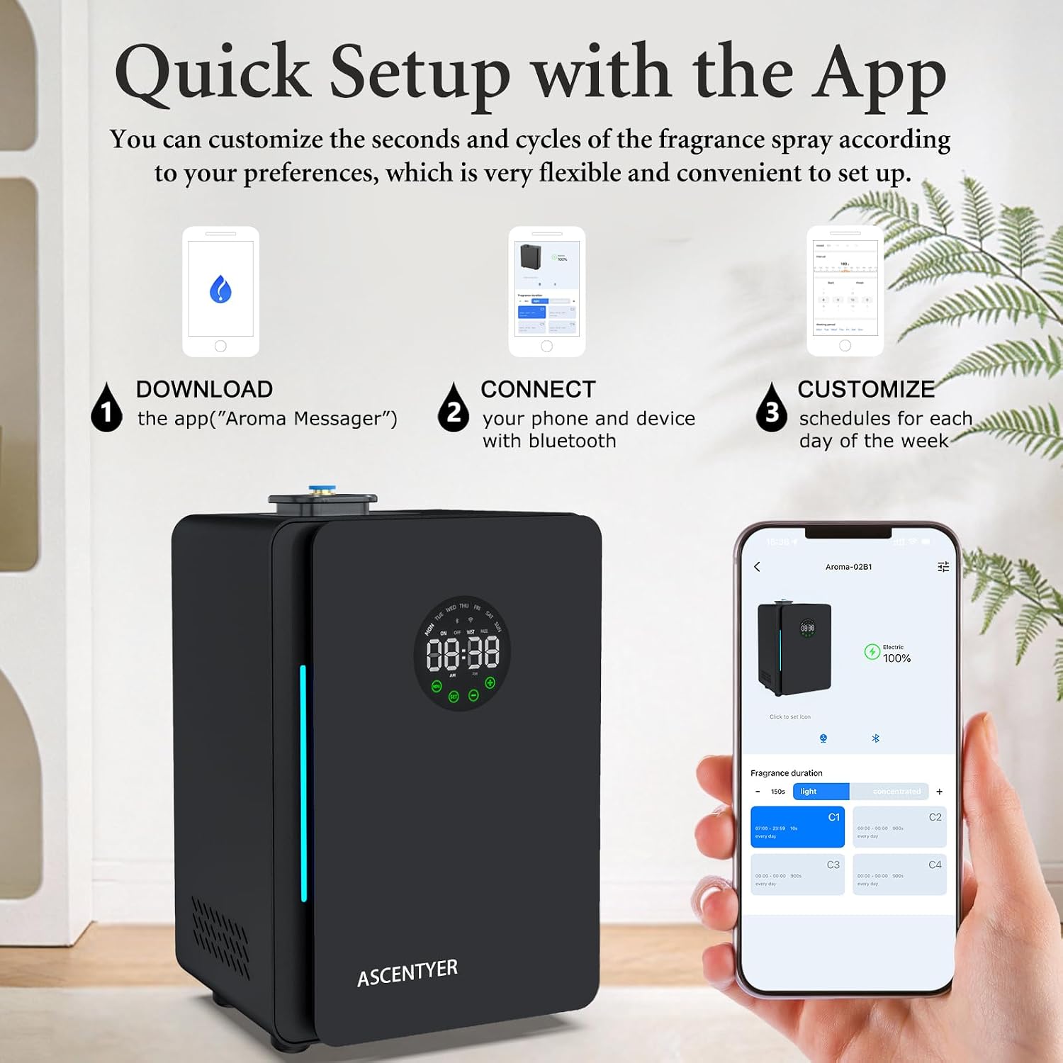 2026 Upgraded HVAC Scent Diffuser with Cold Air Technology,Hotel Scent Diffuser Machine, Waterless Aromatherapy Fragrance Diffuser Cover 5000 Sq. Ft,Commercial Diffuser for Large Room (Black)