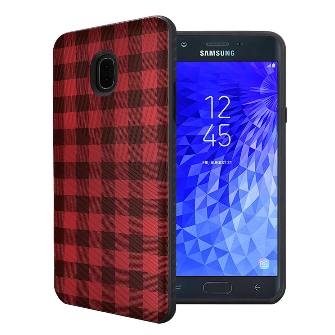 Capsule Case Compatible with Samsung Galaxy J7 2018 (J737), J7 Star, J7 Aero, J7 Refine, J7V 2nd Gen, J7 Crown, J7 Eon [Embossed Diagonal Layer Slim Case Black] - (Lumberjack Plaid)