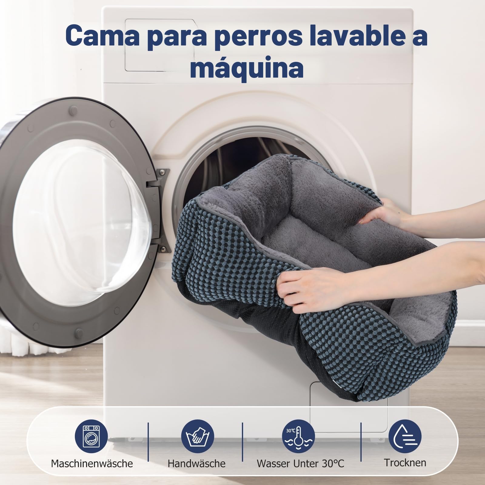 FURTIME Cama Perro, Cama Perros Grande Lavable Esponjosa, Camas Perros Antideslizante Antiansiedad, 89x63x23cm