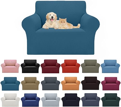 Miniatura 43 de Cupuamon Fundas protectoras para sofá de 4 plazas, elásticas de gran tamaño, con parte inferior elástica de tela jacquard, a cuadros pequeños para