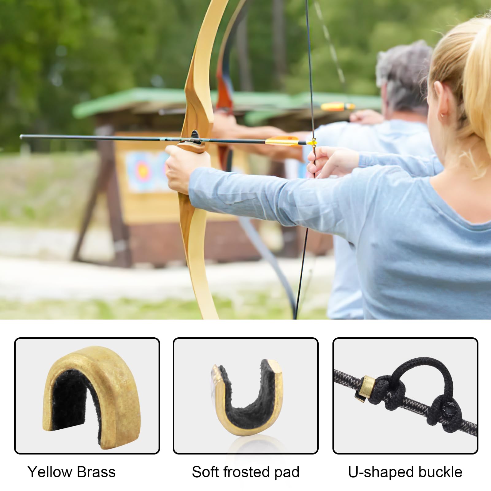 20 pièces Bowstring Nocks Buckle Clips Bowstring Nocking Point Bow String Buckle Clip Boucle en Laiton Cordes d'arc Clip Bowstring Nock Point Accessoires Tir à l'arc pour Arc à Poulies Arc Classique