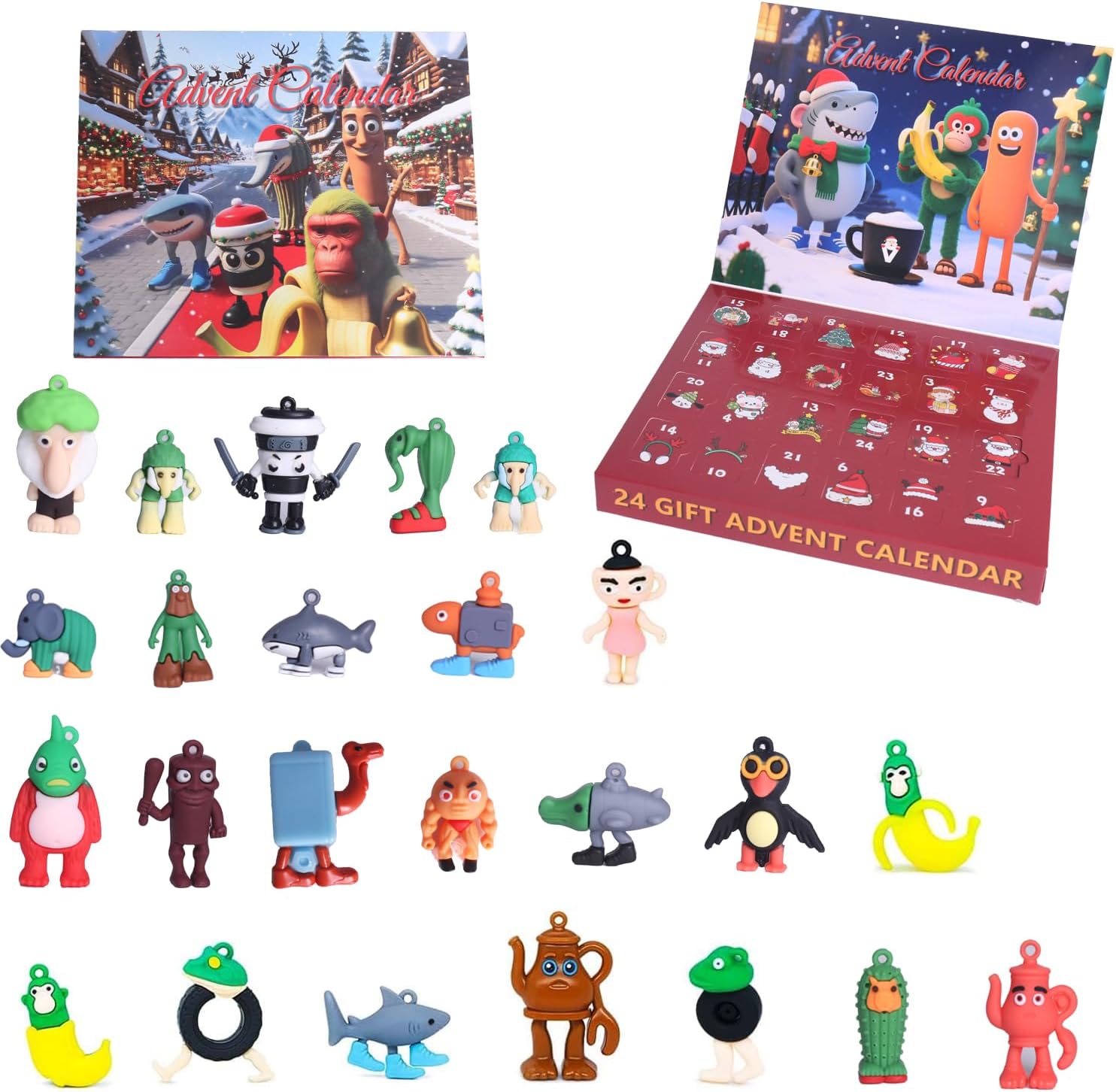 Italian Brainrot Advent Calendar,Christmas Advent Calendar 2025,Italian Brainrot Toys,24 Day Italian Brain Rot Figurine,Christmas Countdown Calendar for Kids Party Favor,Trick or Treat Gift
