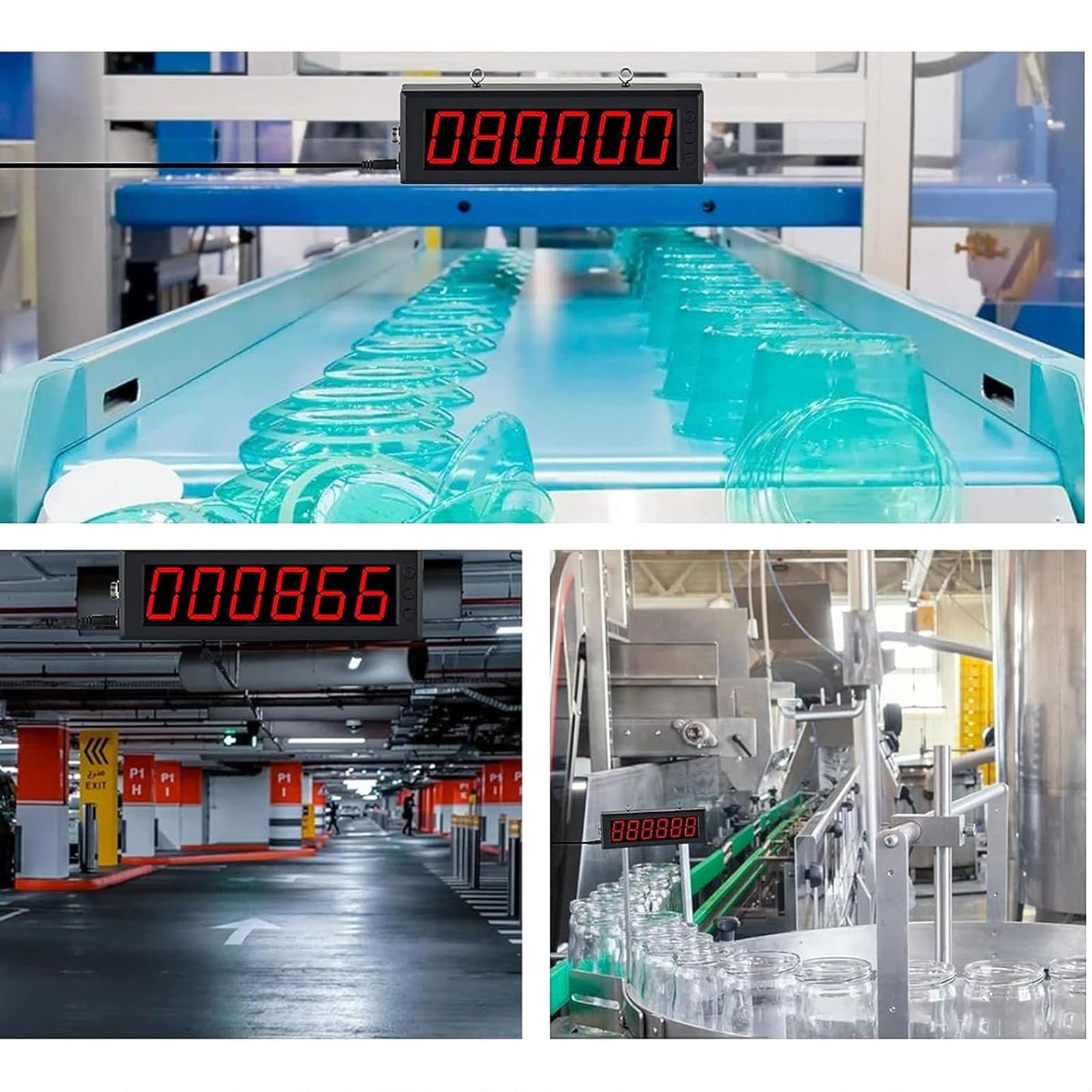 Compteur numérique à 6 chiffres, affichage LED et télécommande, plage de comptage de 0 à 999999 pour convoyeur, ligne de production, comptage de visiteurs