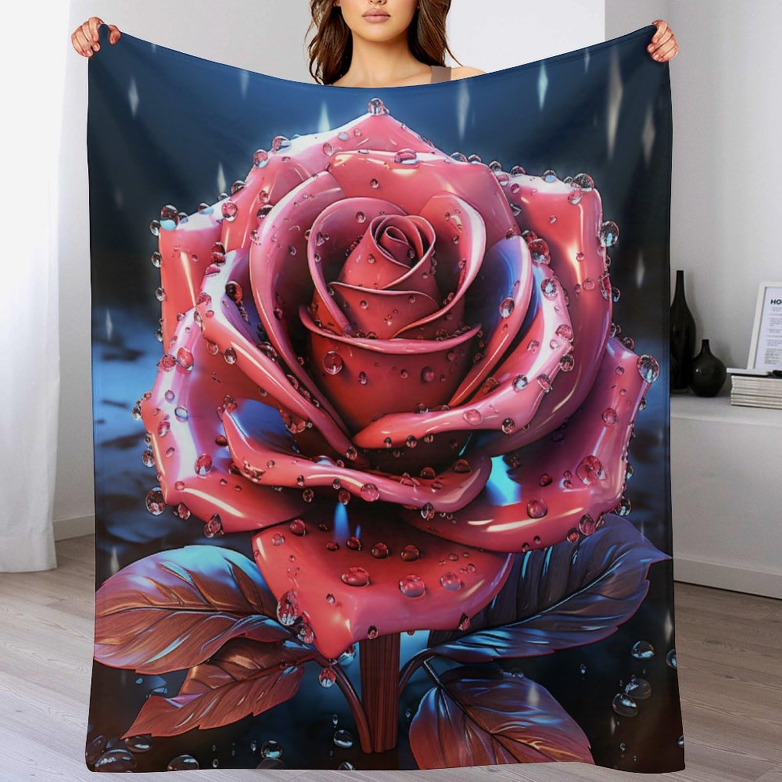 Couverture douce chaude lavable rose en flannel thermique pour lit et canapé