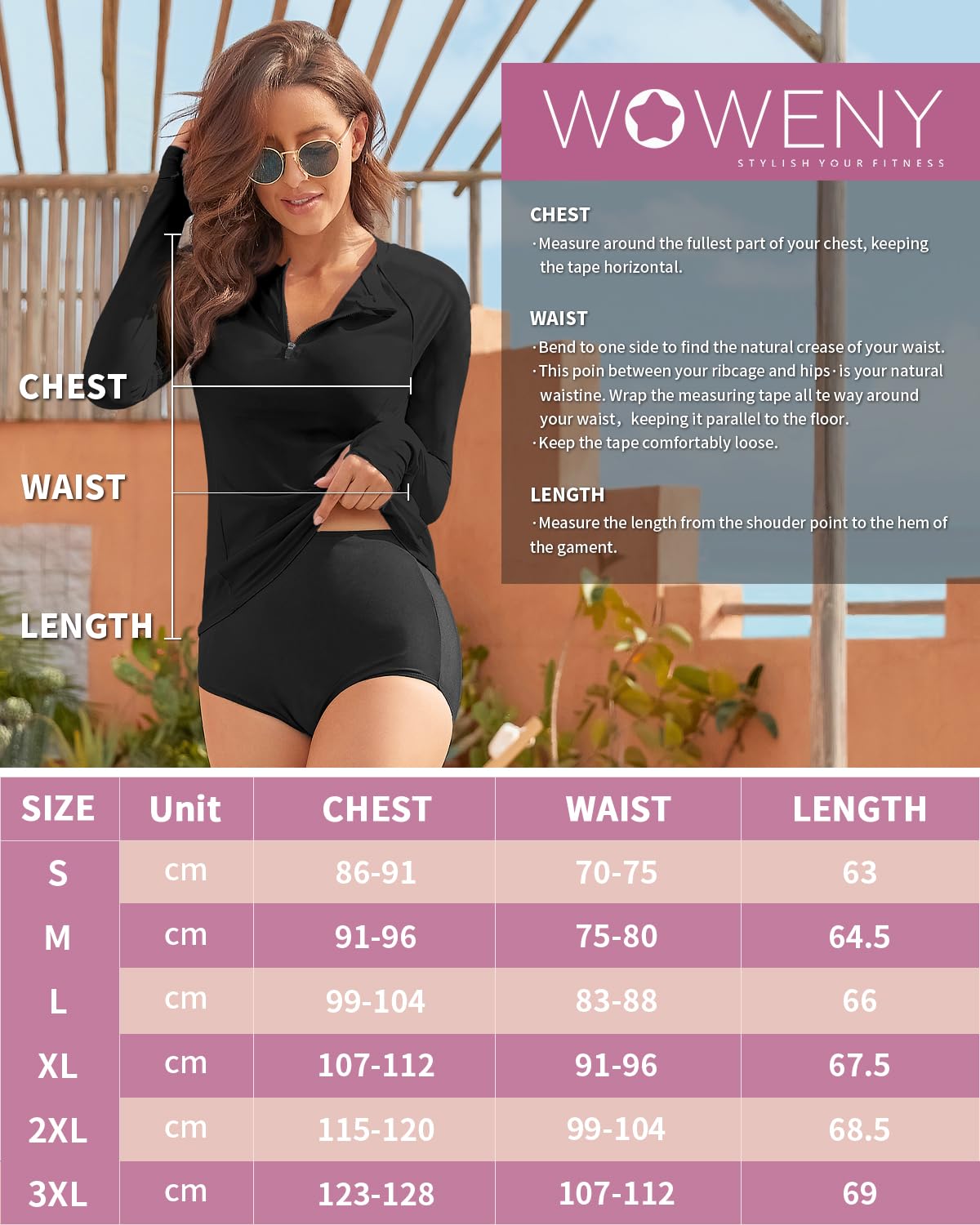 WOWENY Rashguard Chemise de Protection UV à Manches Longues pour Femmes UPF 50+ Chemise de Natation pour l'eau,la Plage, Le Surf,la Natation, séchage Rapide