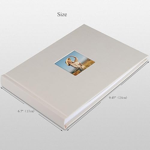 Miniatura 6 de Álbum de fotos con espacio de escritura, álbum de fotos de alta calidad, 40 páginas para 3 x 5, 4 x 6, 5 x 7 pulgadas, cubierta de lino con ventana,