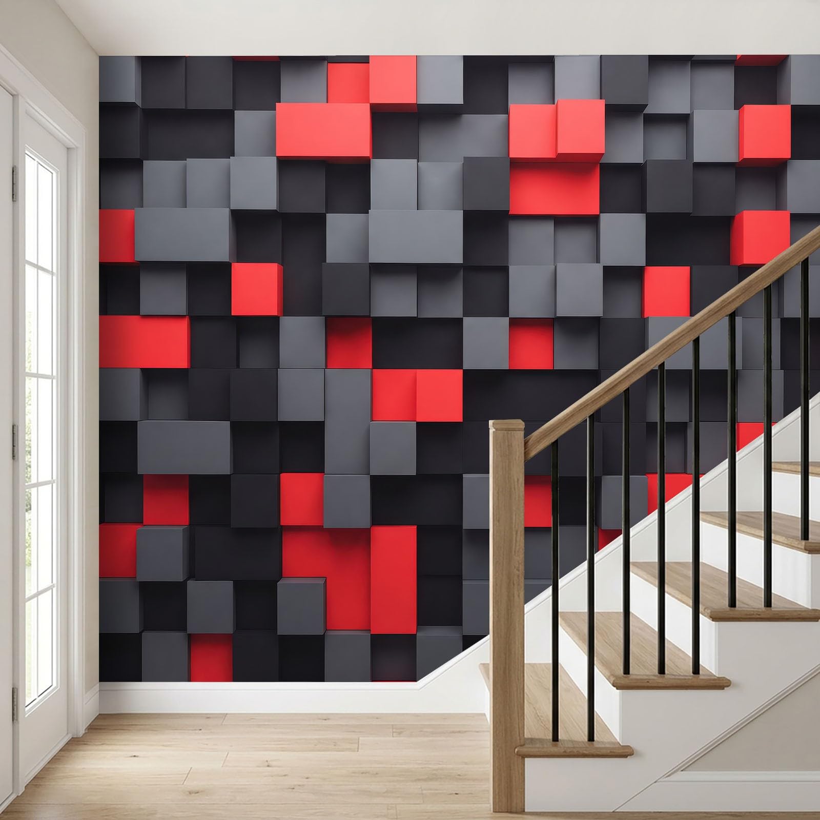 Fototapeta z włókniny, 350 x 256 cm, nowoczesna kostka 3D, tapeta do biura domowego – tapeta z włókniny, tapeta ścienna, efekt 3D