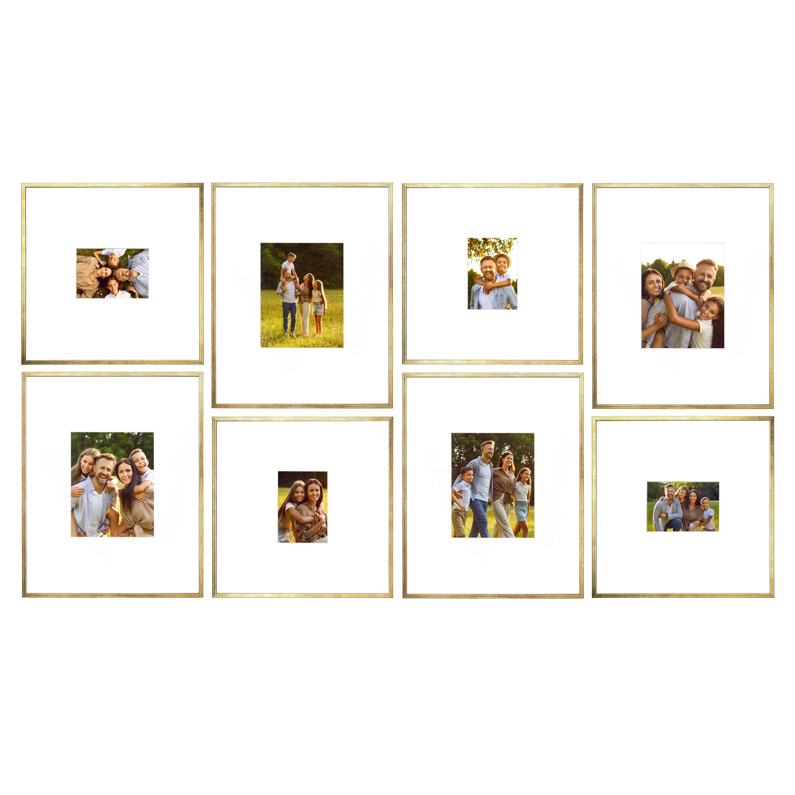 Camden Reed Arcadia 8 Piece Oversized Gallery Wall Frame, 16x20 and 16x16 Inch Matted Frames for Featuring 8x10 and 5x7 Inch Photographs or Art Prints, Bronze