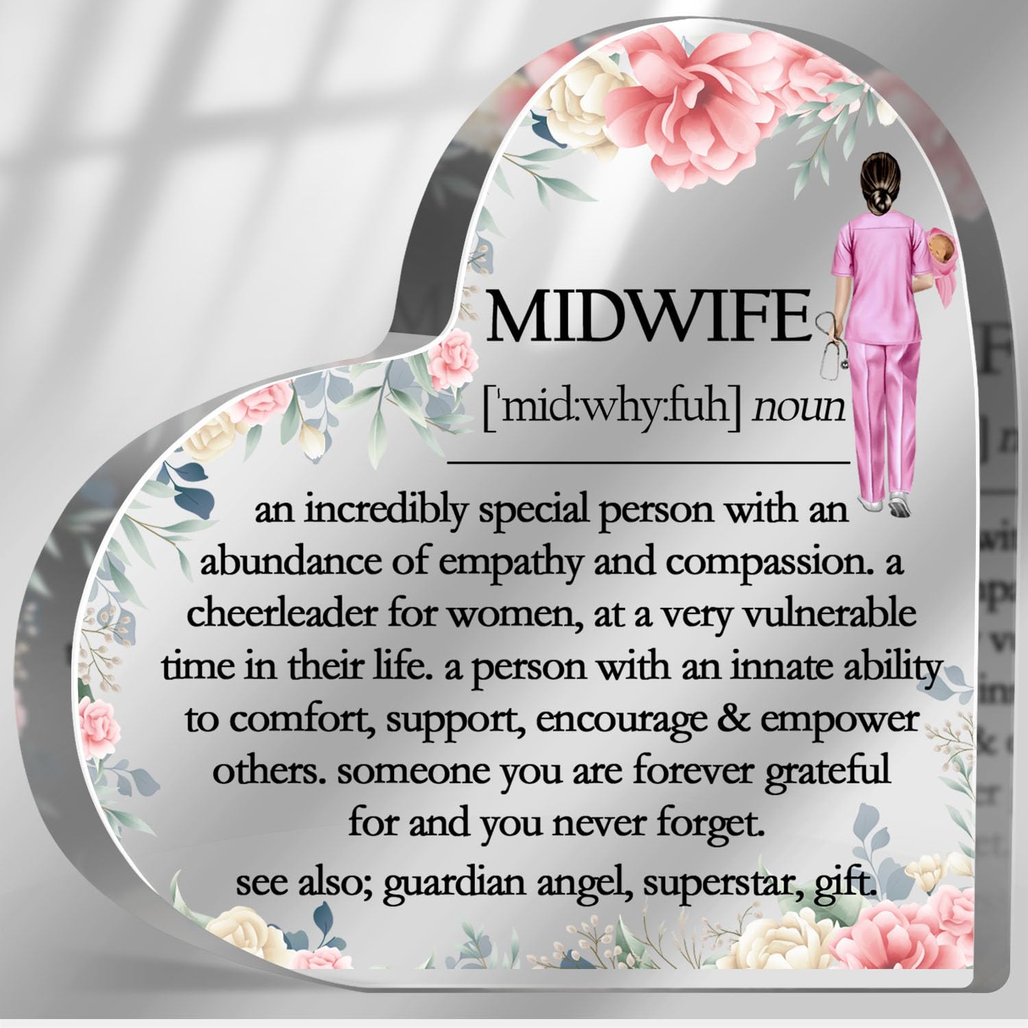 PIBONTO Midwife Gifts for Women, OB Nurse Obstetrician Gifts for Appreciation, Midwife Definition Plaque, Thank You Acrylic Plaque Sign for Midwife Obgyn Doula Office Decor