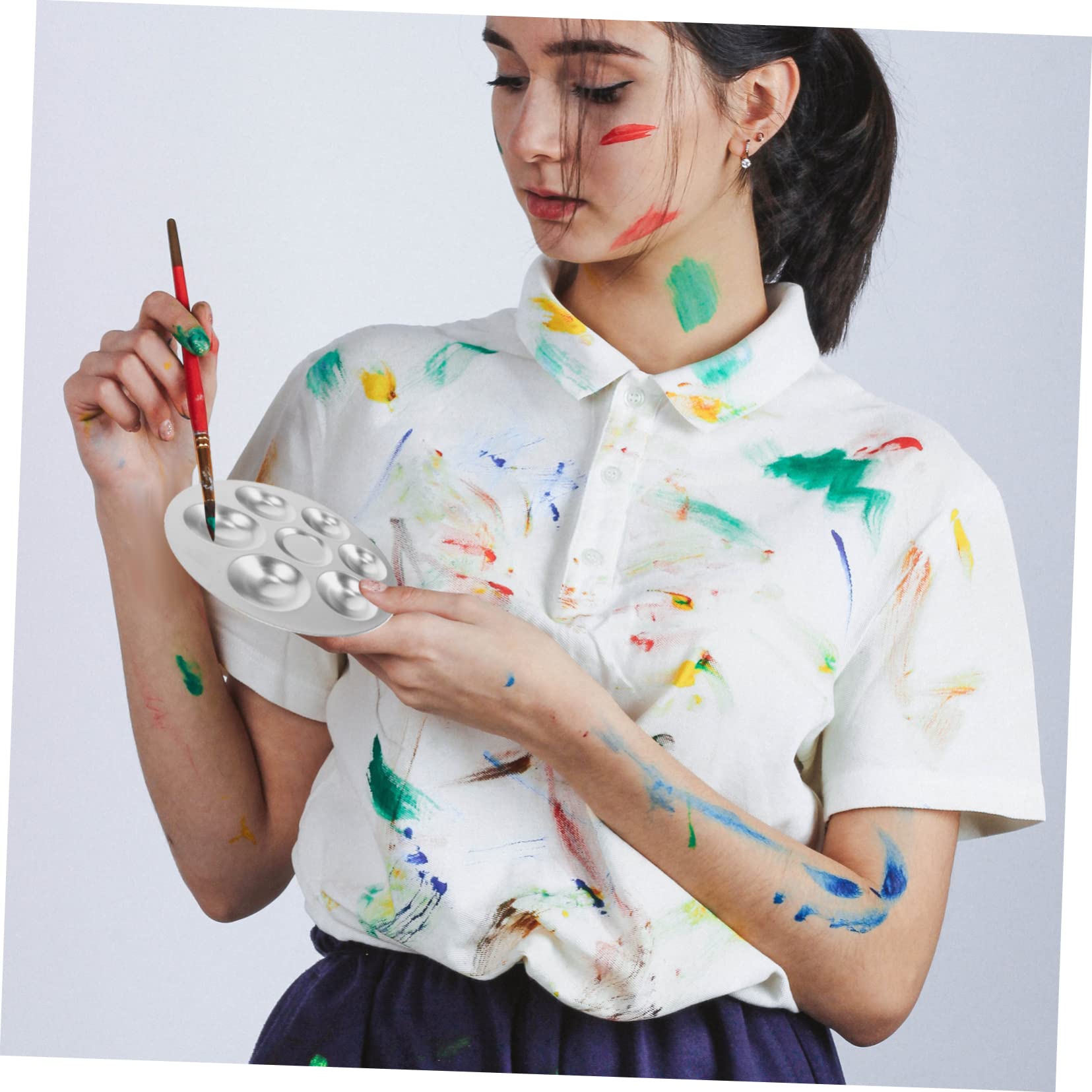 jojofuny 3Pcs Art Painting Tray Washable for DIY Crafts Lightweight Color Mixing Trays for Students and Professionals