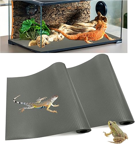 Miniatura 1 de Hlimior Paquete de 2 accesorios para tanque de dragón barbudo, sustrato de alfombra de terrario de reptiles no adhesivo para tanque de reptiles,