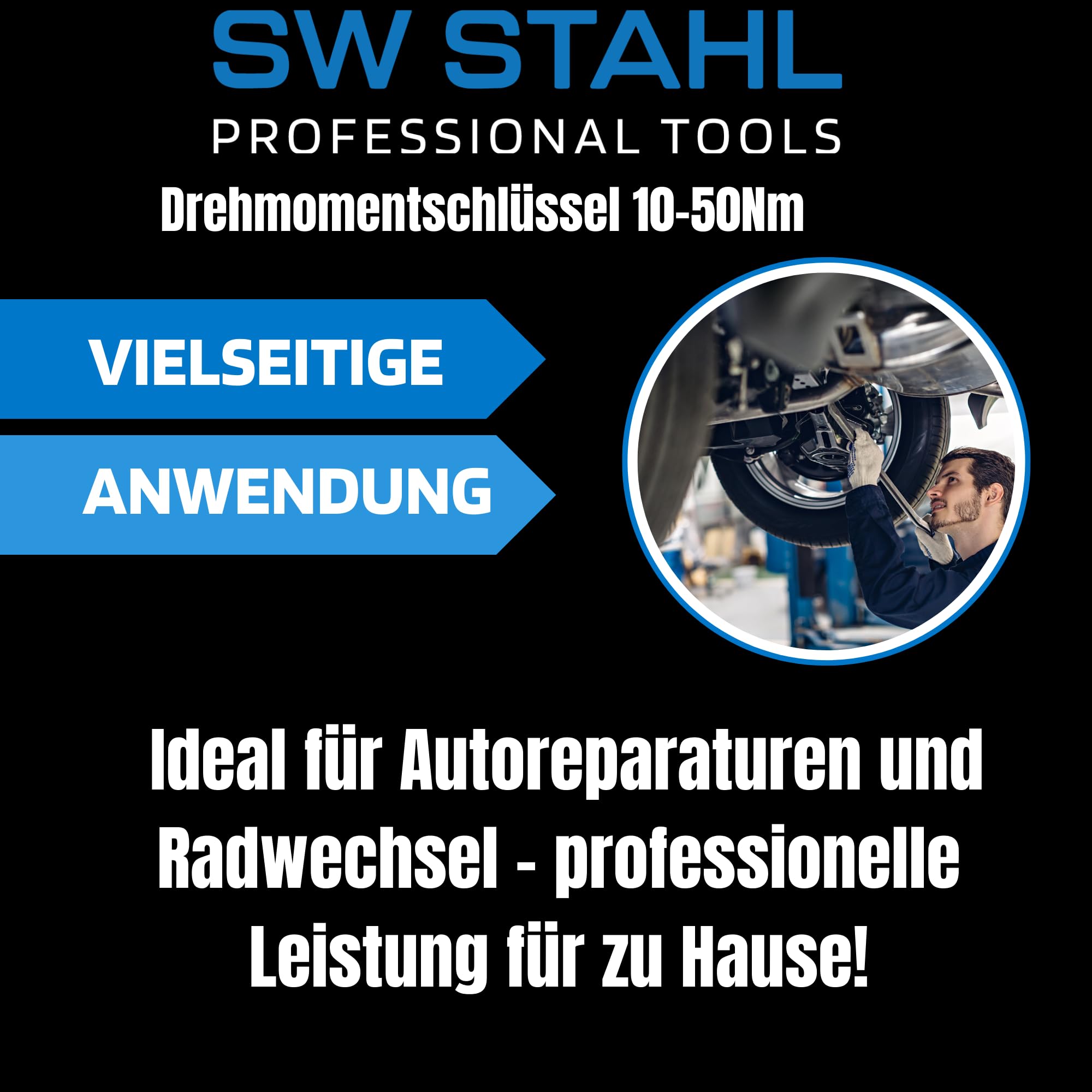 SW-Stahl 03872L Clé Dynamométrique Professionnelle 3/8 Pouces, 10-50 Nm | Outil avec cliquet réversible à 48 dents, précision de +/- 4%, certificat d'étalonnage et réglage numérique direct.