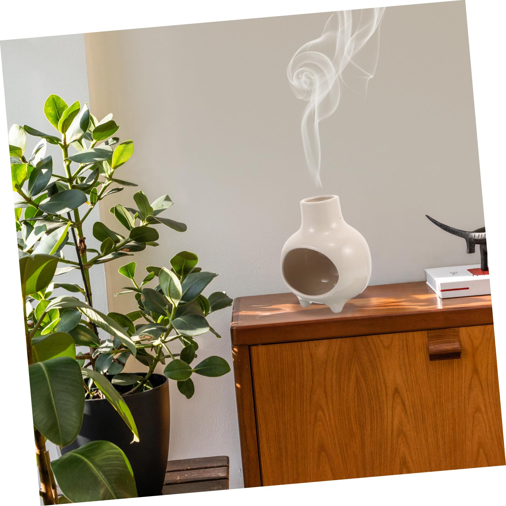 Keramik Räuchergefäß für Palo Santo im Minimalistischen Design | Weiß, für Salbeikegel und Stäbchen, für Yoga und Meditation, Tisch Dekor