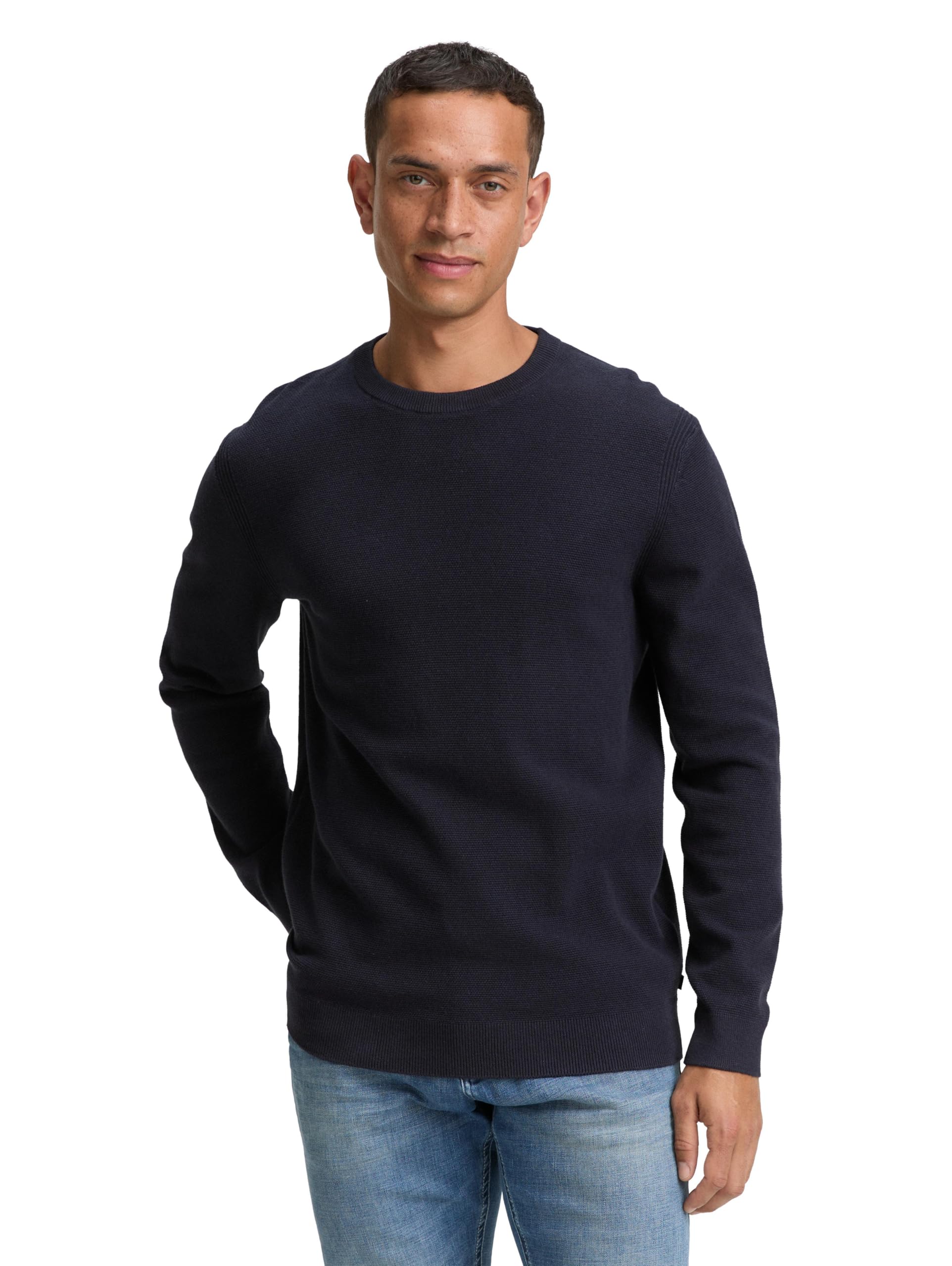 Tom Tailor Herren Strickpullover aus Bio-Baumwolle