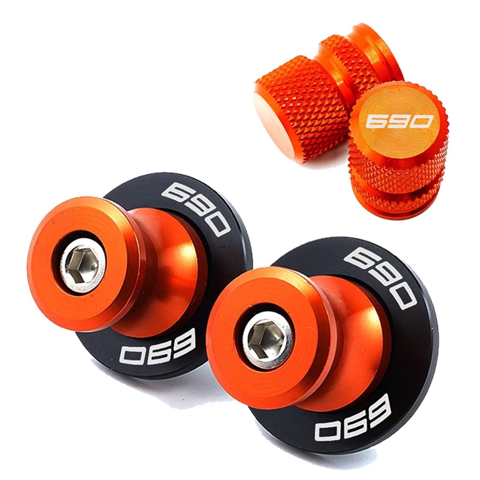 Passend for KTM 690 SMC Duke 690SMC SMC R 690Duke 2009-2019 2020 2021 2022 Motorrad Ventilkappen M10 Schwingenspulen Slider Stand Schrauben (Size : A Set-Orange)