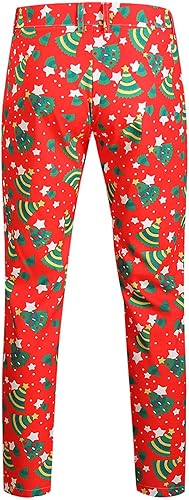 Miniatura 8 de Traje de Navidad para Hombre, Abrigo Pantalones Conjunto de tres piezas Chaqueta Botones Manga Larga Pantalones Chaleco