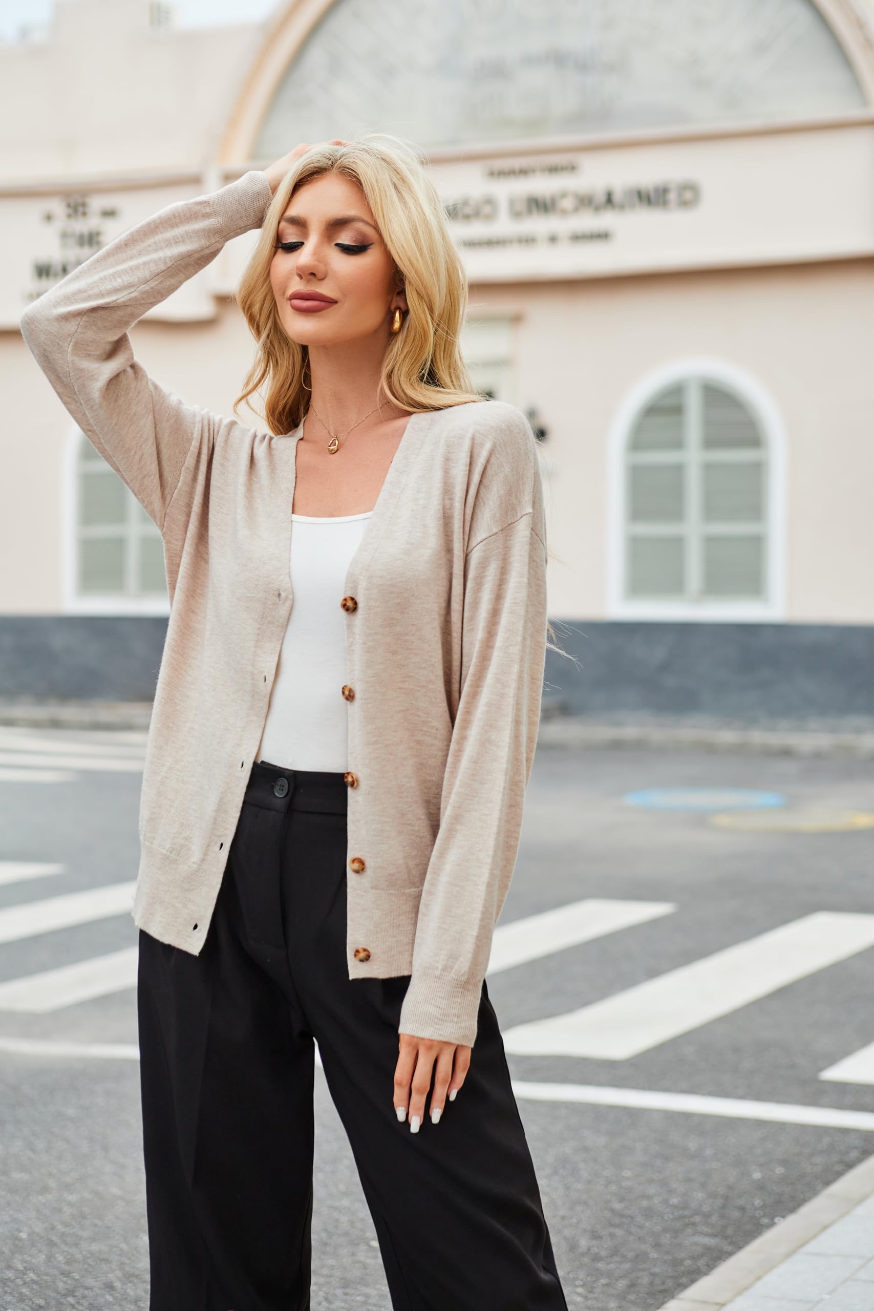 Arach&Cloz Cardigan da donna misto lana leggero autunno business casual cardigan maglioni