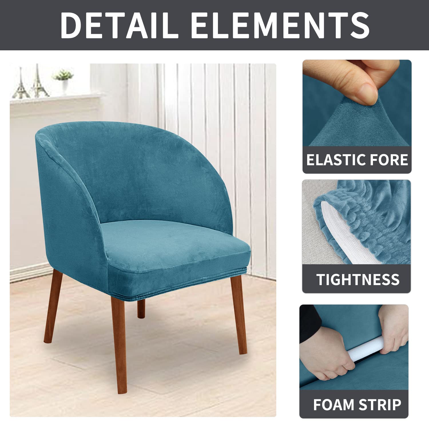 Lot De 2/4 Housses De Chaise De Salle à Manger Extensibles En Velours Extensible Pour Chaises De Salle à Manger à Dossier Incurvé – Housses De Protection Modernes (bleu Paon