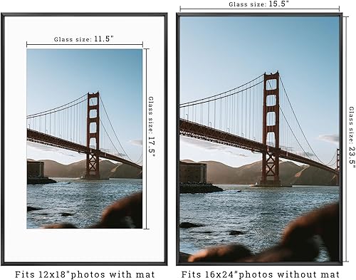 Vista 133 de Frametory - Colección de marcos de metal para fotos, marco de aluminio para fotos con alfombrilla de color marfil y cristal real Dorado