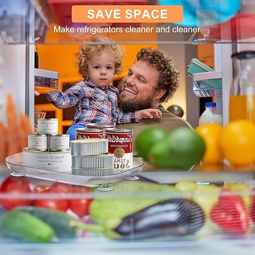 Miniatura 6 de Lazy Susan - Organizador para refrigerador  Organizador giratorio rectangular de 15.67 pulgadas con 50 calcomanías para nevera, despensa, cocina,