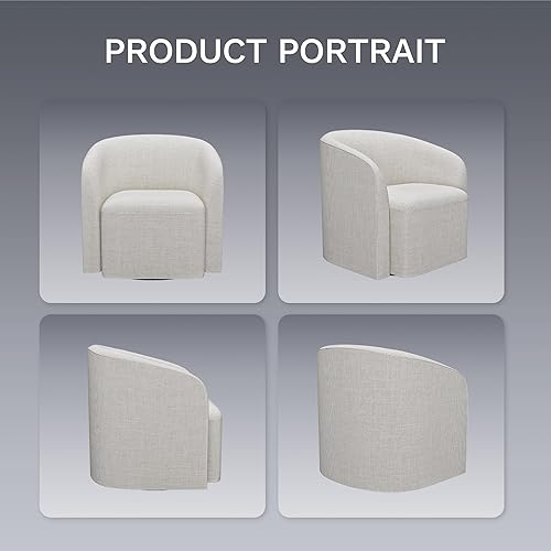 Miniatura 6 de COLAMY Silla giratoria decorativa, moderna silla de barril, silla tapizada cómoda para sala de estar con reposabrazos, para sala de lectura,