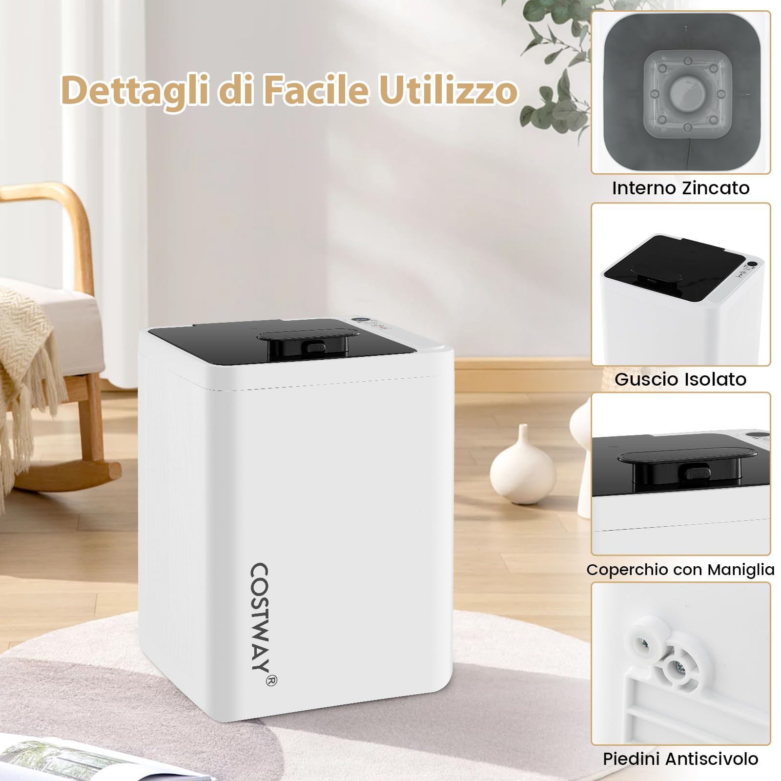 COSTWAY Scaldasalviette 23L con Spegnimento Automatico e Timer a 6 Livelli | Scalda Salviette da Bagno Elettrico con Display LED per SPA, Terme e Hotel