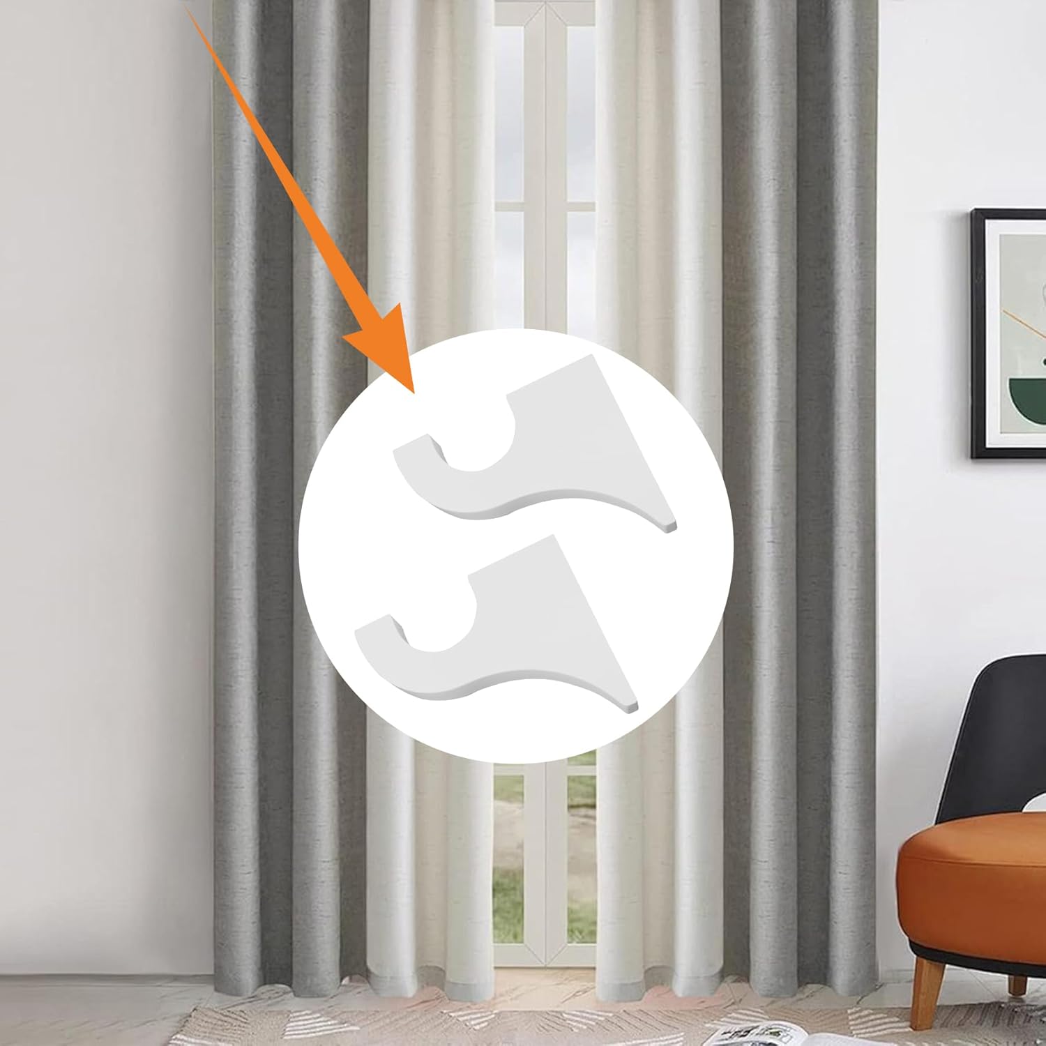 4 Pack White Wooden Curtain Rod Brackets, Multipurpose Curtain Rod Holders for Hanging Drapes, Wood Brackets 3-1/2" Return Bracket for 2" Pole (White)