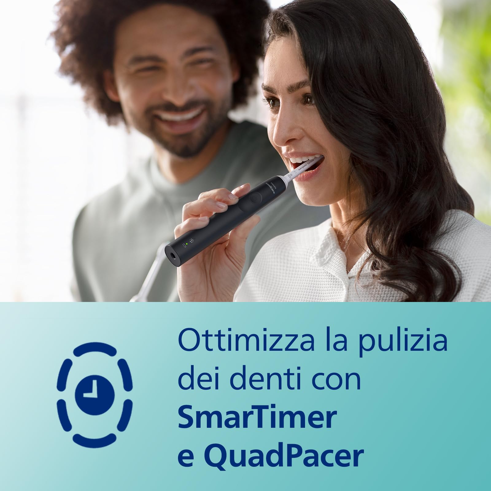 Philips Sonicare 3100 Series spazzolino elettrico sonico, sensore di pressione e timer, colore nero, HX3671/14, Sonicare 3100, Nero