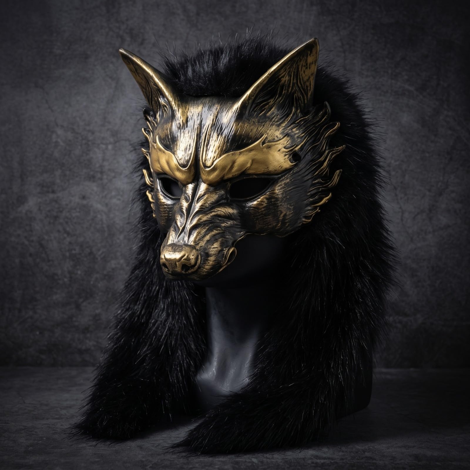 perfk Maschera da Morbido | Dettagli Metallici Sul, Maschera con Pelliccia Sintetica, in Schiuma Poliuretanica, per Halloween