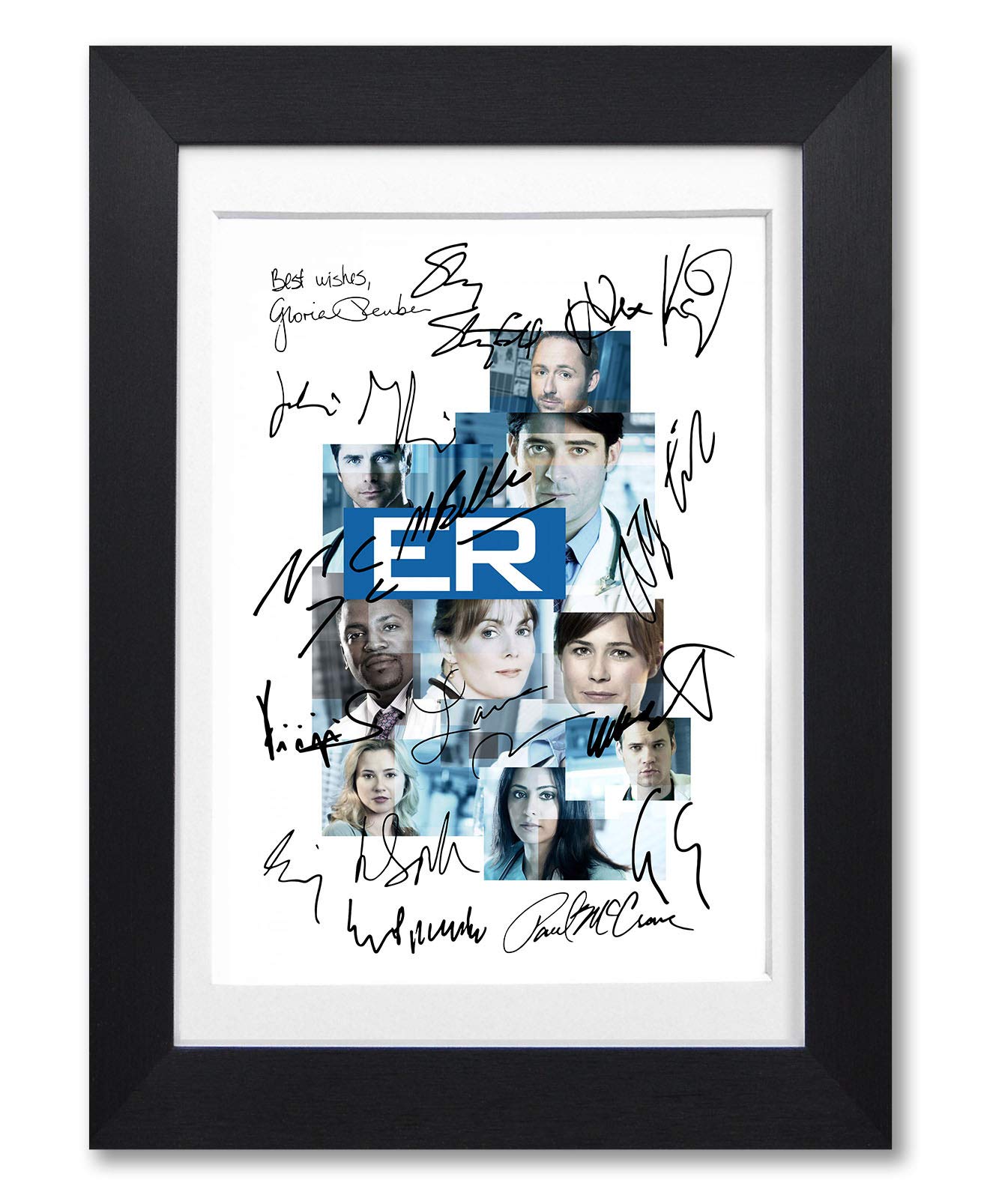 ER Cast Signed Autograph A4 Poster Photo Print TV Show Series Season Framed DVD Boxset Memorabilia Gift (A4 Black Framed & Mounted)