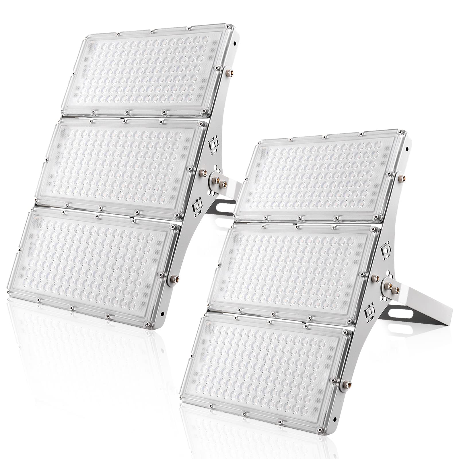 Viugreum 2 Pack 300W Outdoor LED Floodlight, IP66 Waterproof Spotlight Security Light, Super Bright 24000lm Worklight Wall Light for Yard, Garden, Garage, Hallway,6500K Cold White