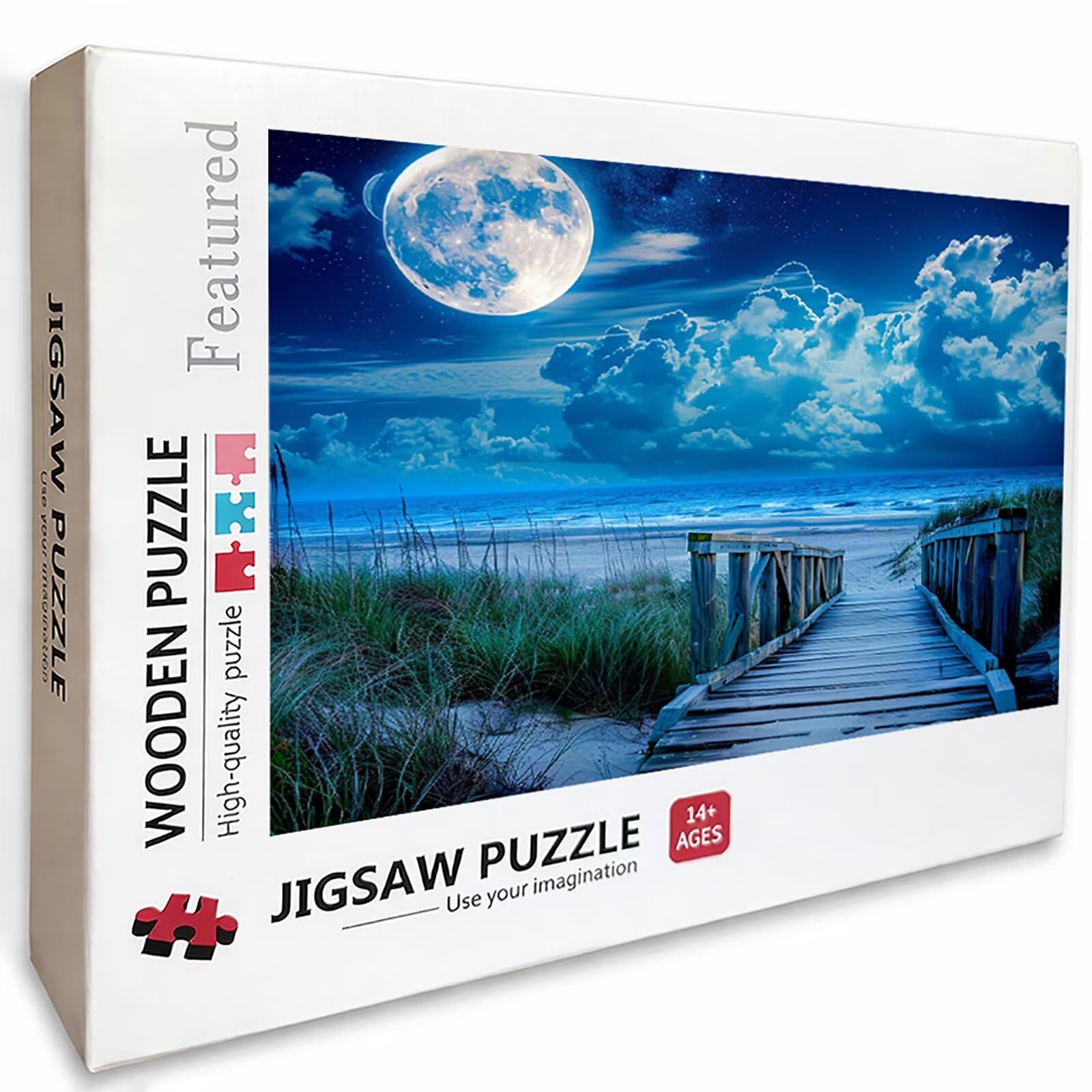 Puzzle Sztuka z księżycowym pudełkiem, widokiem na morze drewniane puzzle 4000 sztuk dla dorosłych 141 x 87 cm, łamigłówka, zajęcia rozrywkowe na wysokim poziomie trudności, układanka dla całej