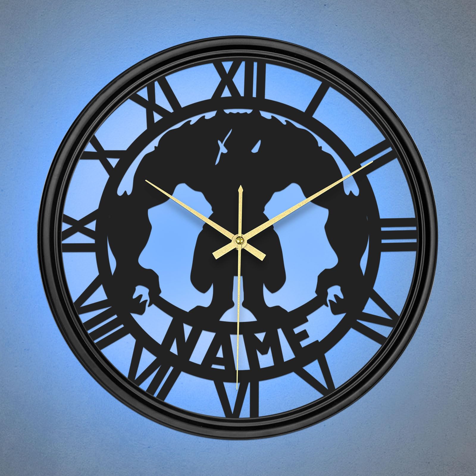 KOLOWKO Personalized Wall Clock - Custom Name Metal Clock with LED Lights, Silent Wall Clock 15.7” Round Iron Clock for Home Decor