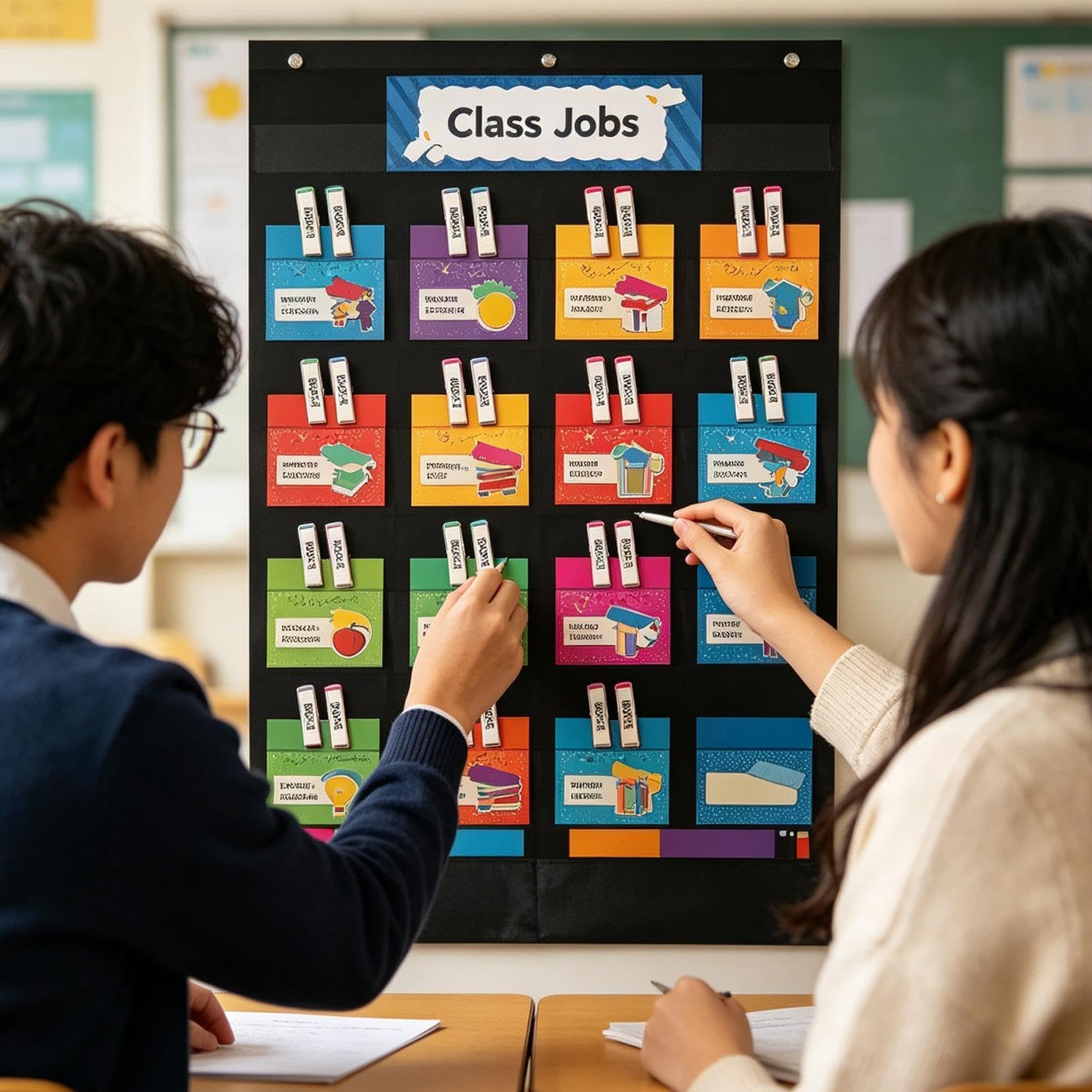 Incarichi di Classe | Organizer Didattico e Colorato per Insegnanti - Organizer Tascabile per Piccoli Bambini,per Attività Quotidiane Casa Ufficio Studio