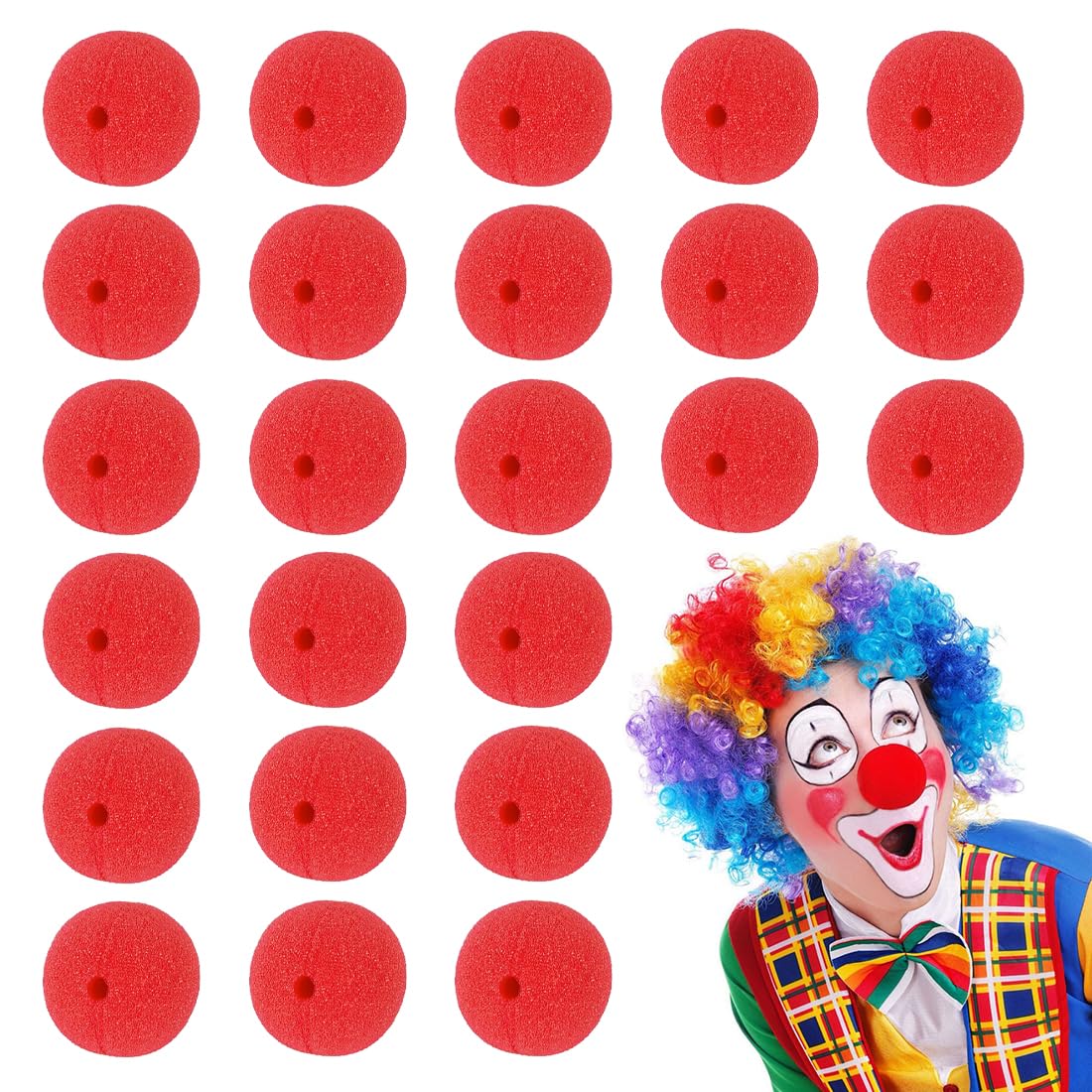 UZEXYO 24 Pack Red Clown Noses Soft Foam for Circus Costume Party Halloween Christmas Cosplay, 24 Pcs