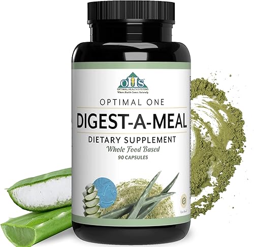 Optimal Health Systems Digest-A-Meal  Enzima y probiótico para la salud intestinal  Hinchazón, reflujo ácido y alivio de la indigestión + hoja de