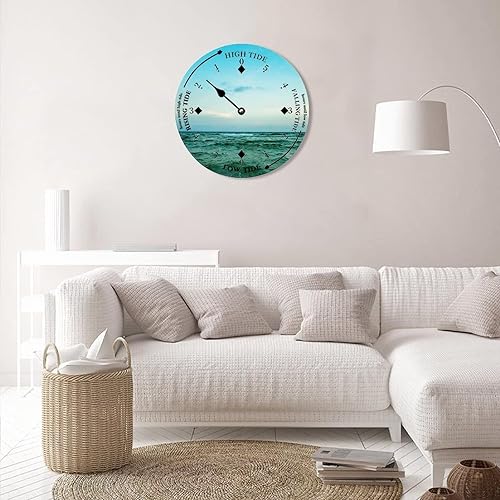 Miniatura 6 de Reloj de marea de madera para pared, puesta de sol, hora del océano, reloj costero, luna, marea, marea, marea, marea alta y baja, reloj de