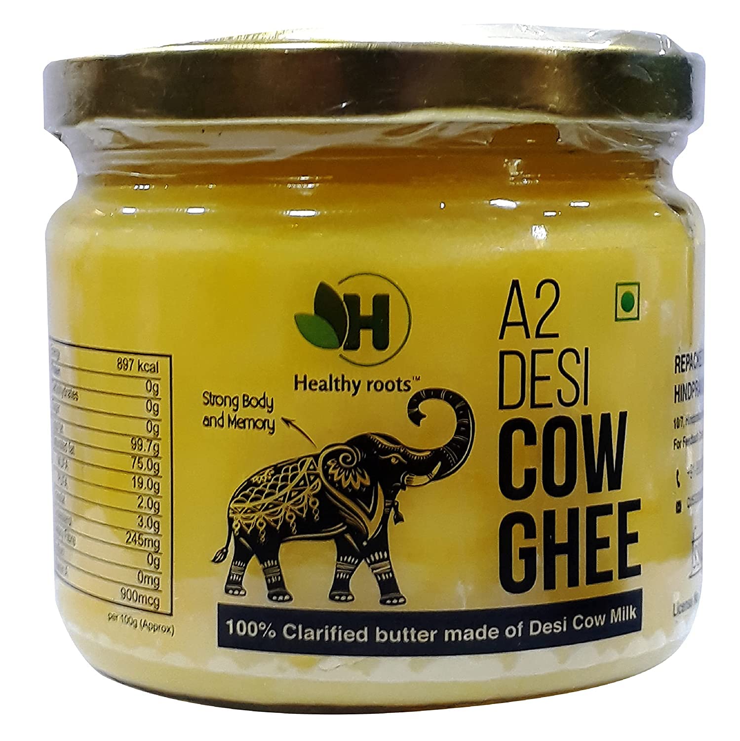 Healthy roots Desi Ghee 250ml | A2 Pure Desi Ghee