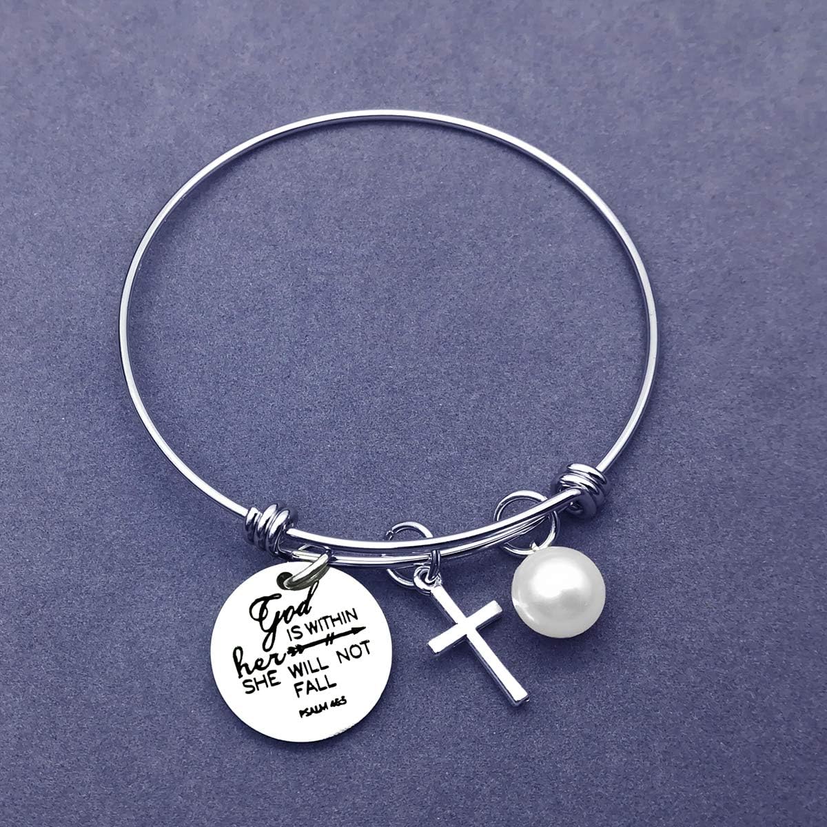 Religious Verse Gift Christian Bracelets Prayer Charm Bracelets Faith Religious Jewelry for Women God Is Within Her She Will Not Fall Bracelets Gift for Birthday Christmas Inspirational Jewelry - Image 2
