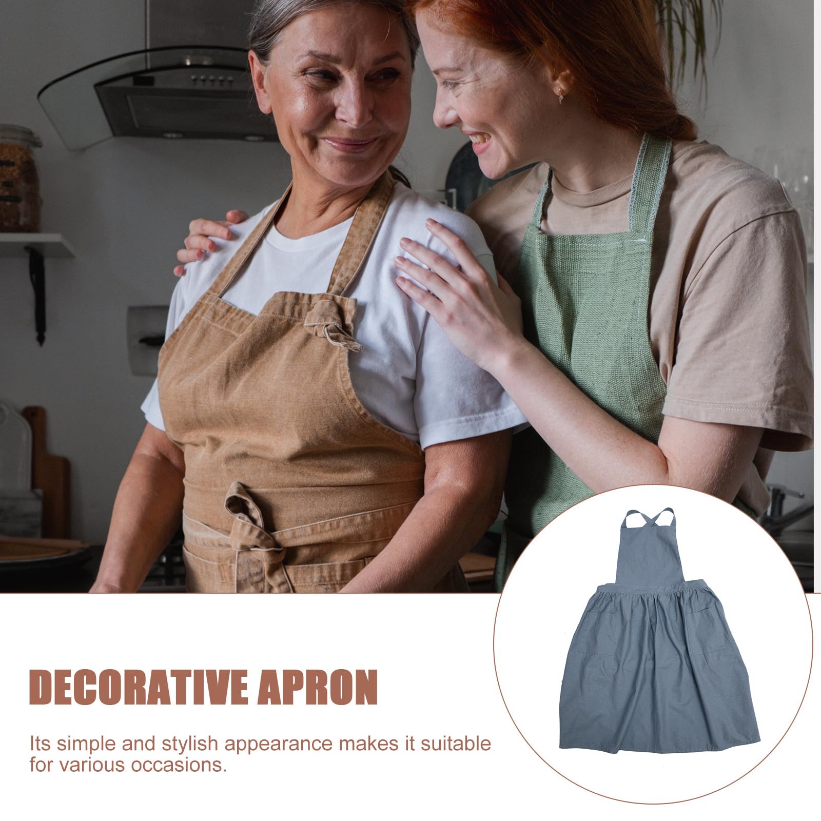 Mipcase Delantal de Algodón y Lino para Mujer Bolsillo Práctico Correa Ajustable para Cuello Tamaño Único Adecuado para Cocina Jardinería y Trabajo Doméstico