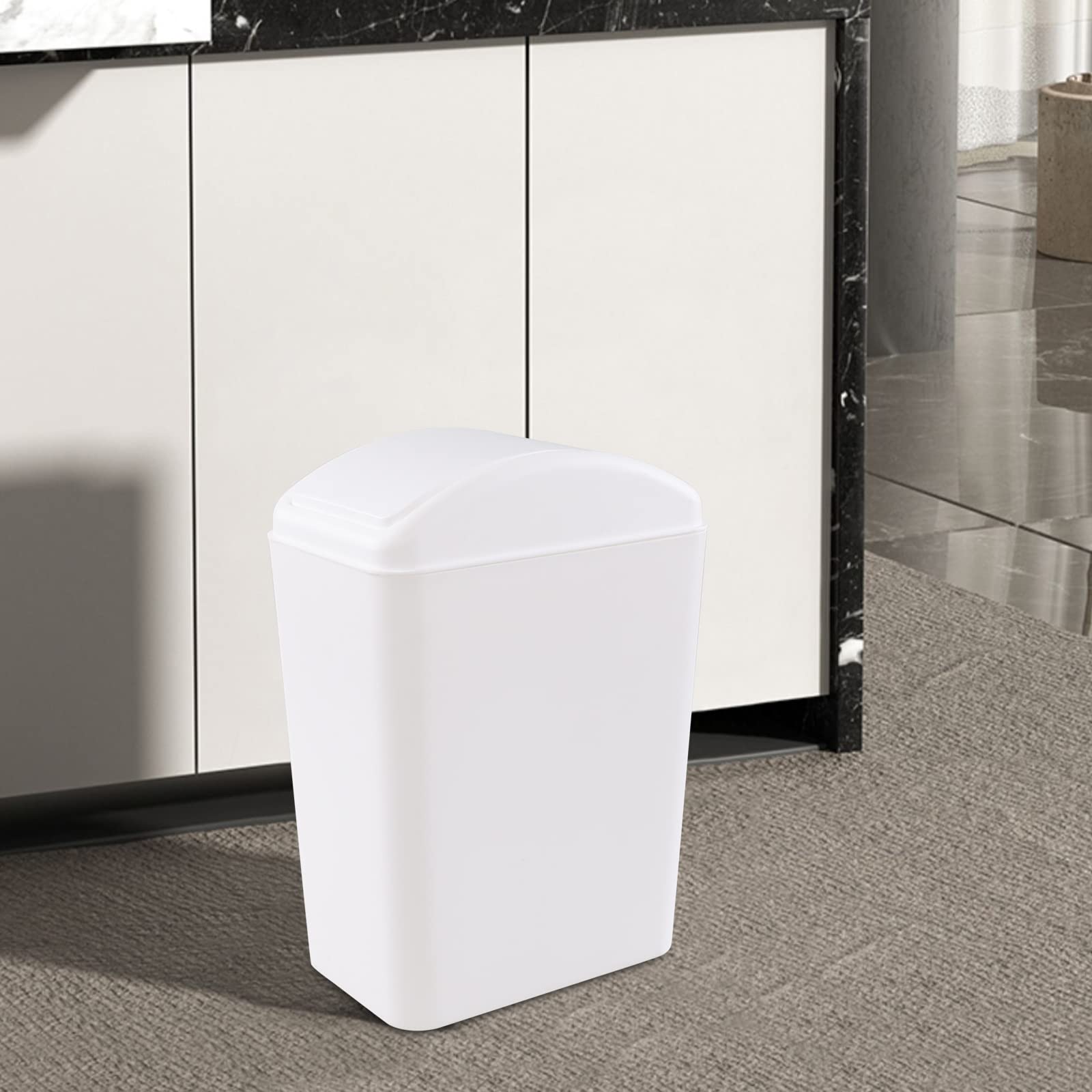 Readsky 20 L Papelera con Tapa Basculante, Papelera de Plástico, Blanco